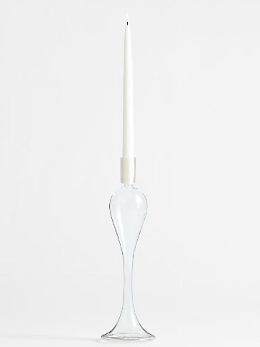 New! Crate&Barrel Clear Glass Taper Candle Holder 14”